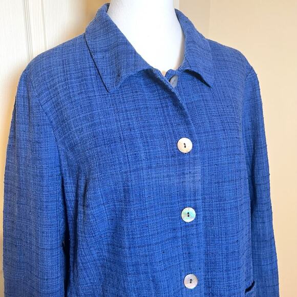 Orvis Blue Silk Blend Button Up Jacket Cardigan Blazer Size 16 Career Dress GUC - Picture 2 of 6